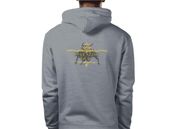 Back view of Royal Crown Hoodie Steel, luxury apparel by Investor GCC
