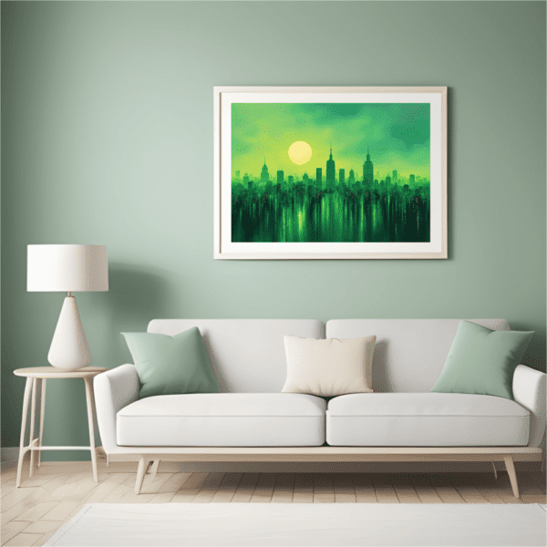 Green Horizon Wall Street Canvas Art - Image 3