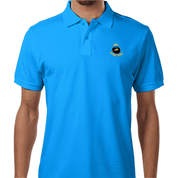 Premium Imperial Blue Crown Polo Shirt Front View with Logo