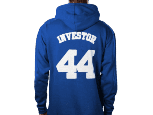 Back view of the Investor 44 Royal Blue Crown Hoodie