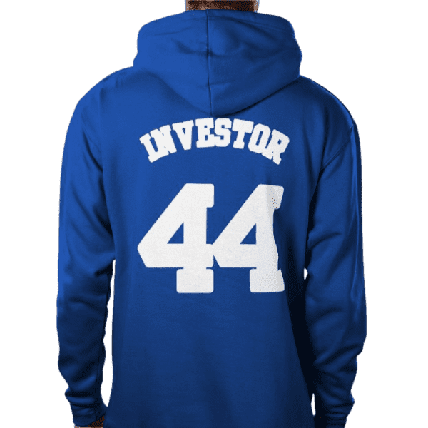 Back view of the Investor 44 Royal Blue Crown Hoodie