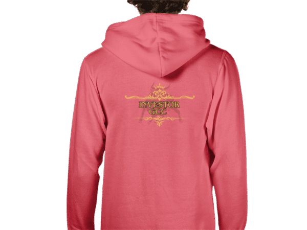Market Beast Investor GCC Pink Hoodie Back with Gold Graphic - Maison Luxe Apparel
