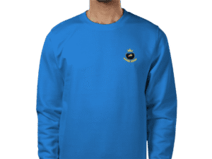 Front view of Luxury Investor GCC Sweatshirt in Sapphire with crown emblem