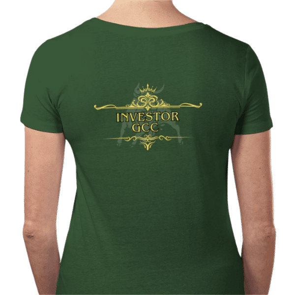 Back view of Women’s Luxury T-Shirt Forest Green, womens luxury apparel by Crown Luxe Sovereign at Investor GCC