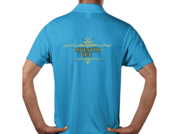 Back view of Premium Crown Polo Sapphire, luxury apparel by Investor GCC
