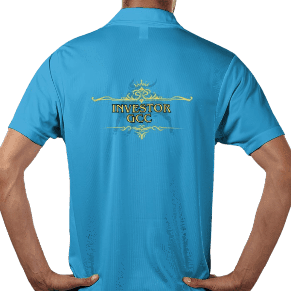Back view of Premium Crown Polo Sapphire, luxury apparel by Investor GCC
