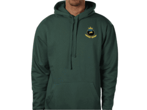 Front view of Premium Crown Hoodie Malachite, luxury apparel by Investor GCC