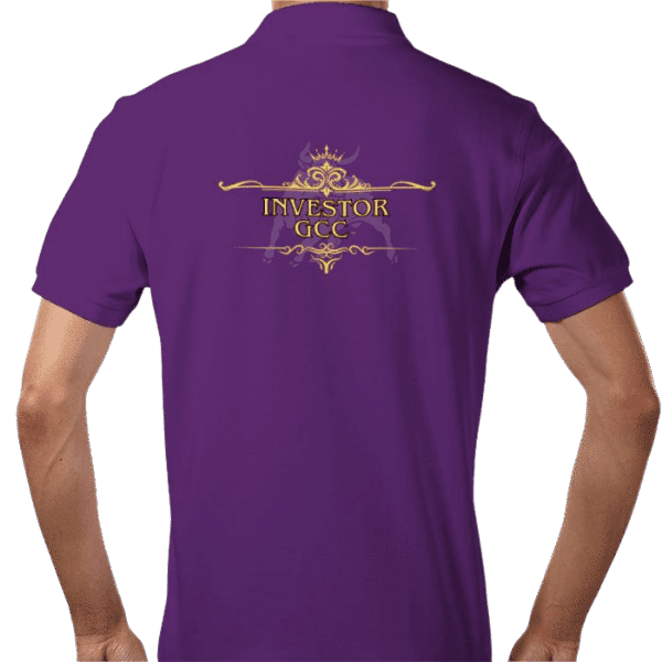 Back view of Premium Crown Investor Amethyst Polo, luxury apparel by Investor GCC