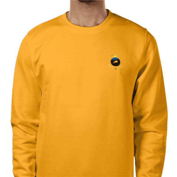 Front view of Luxury Investor Sweatshirt Gold, mens luxury activewear from Sovereign at Investor GCC