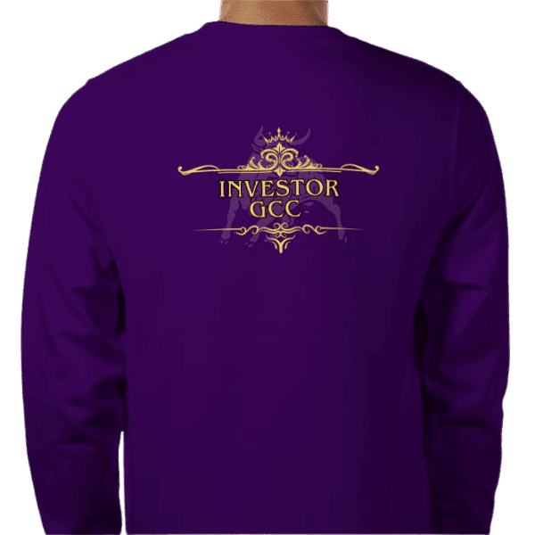 Back view of Regal Purple Investor Ascent Sweatshirt, mens luxury activewear from Sovereign at Investor GCC