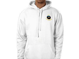 Front view of Regal Crown Hoodie Argent, luxury apparel by Investor GCC