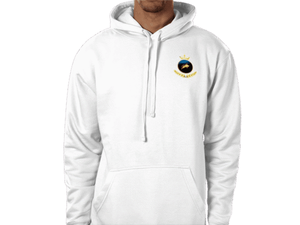 Front view of Regal Crown Hoodie Argent, luxury apparel by Investor GCC