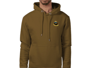 Front view of Royal Crown Hoodie Mahogany, luxury apparel by Investor GCC