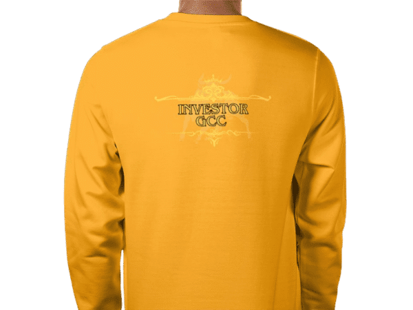 Back view of Luxury Investor Sweatshirt Gold, mens luxury activewear by Sovereign at Investor GCC