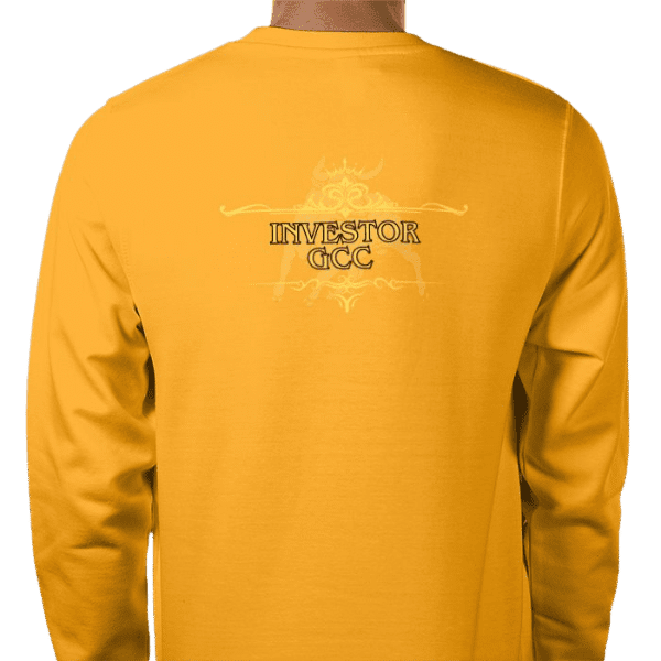 Back view of Luxury Investor Sweatshirt Gold, mens luxury activewear by Sovereign at Investor GCC