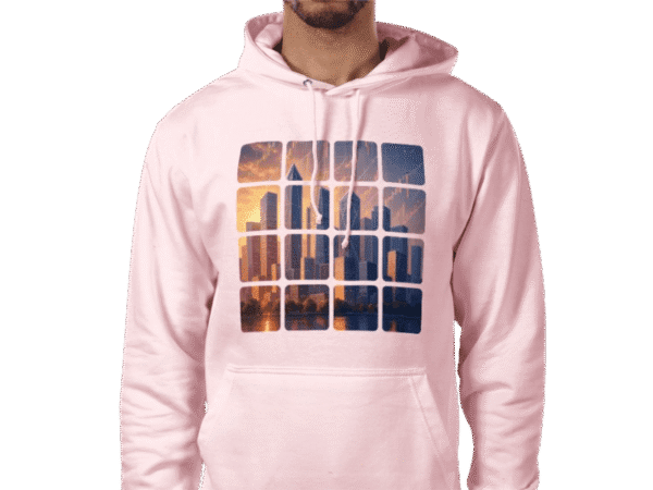 Front view of Regal Fortune Rose Quartz Hoodie, luxury apparel by Investor GCC