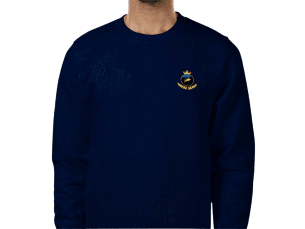 Front view of Luxury Investor Sweatshirt Navy, mens luxury activewear from Sovereign at Investor GCC