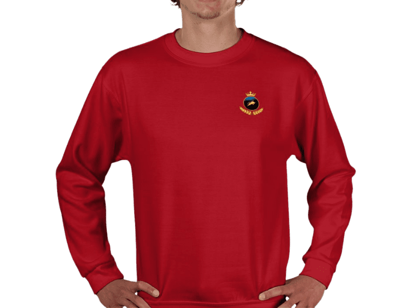 Front view of Regal Investor Sweater Crimson, luxury apparel by Investor GCC