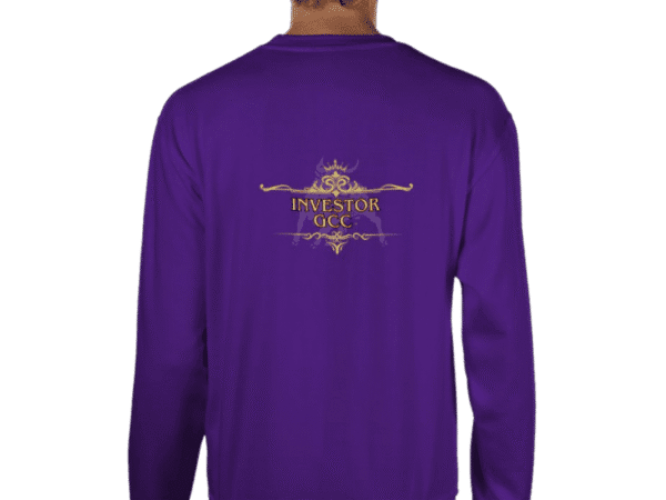 Back view of Regal Investor Sweater Amethyst, luxury apparel by Investor GCC