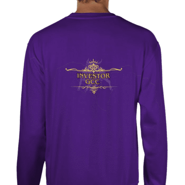Back view of Regal Investor Sweater Amethyst, luxury apparel by Investor GCC