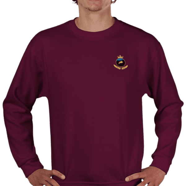Front view of Regal Investor Sweater Maroon, luxury apparel by Investor GCC