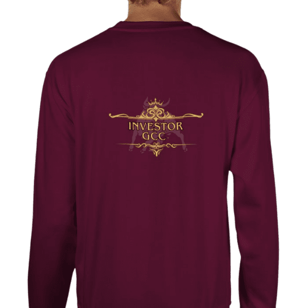 Back view of Regal Investor Sweater Maroon, luxury apparel by Investor GCC