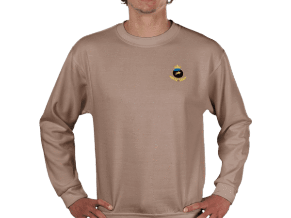 Front view of Regal Investor Sweater Sand, luxury apparel by Investor GCC