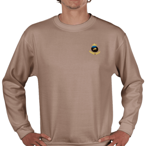 Front view of Regal Investor Sweater Sand, luxury apparel by Investor GCC