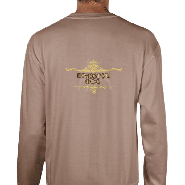 Back view of Regal Investor Sweater Sand, luxury apparel by Investor GCC