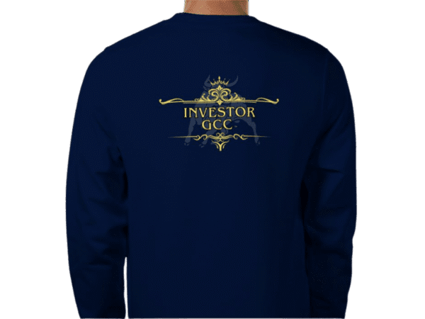 Back view of Luxury Investor Sweatshirt Navy, mens luxury activewear by Sovereign at Investor GCC