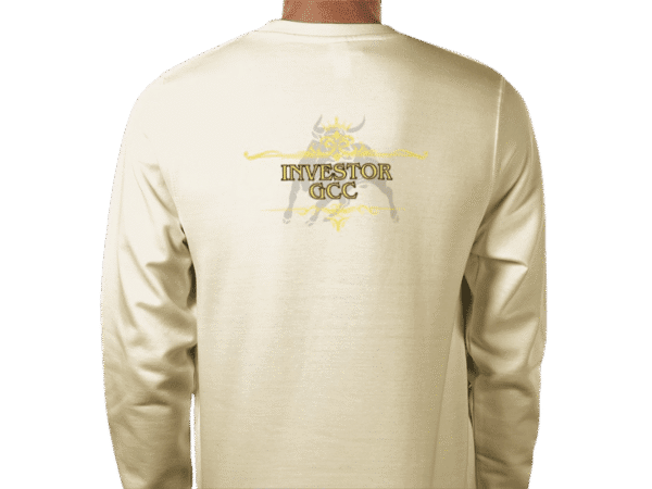 Back view of Premium Investor Sweatshirt Ivory, luxury apparel by Investor GCC