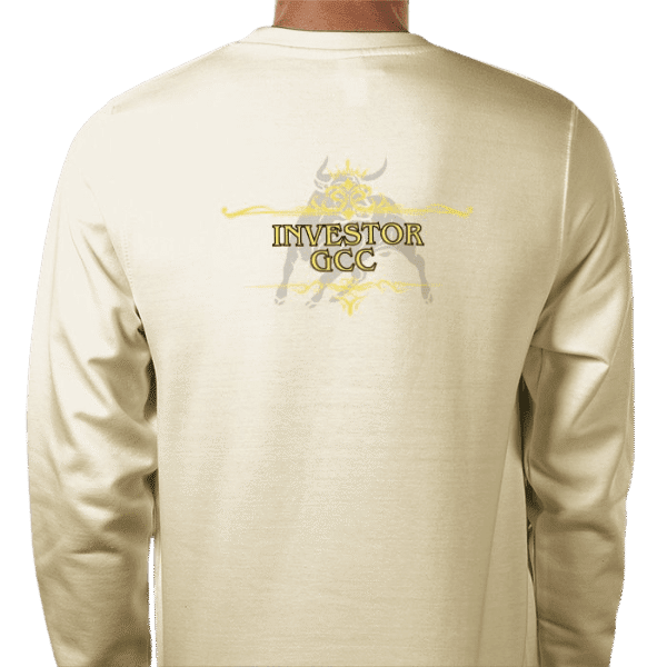 Back view of Premium Investor Sweatshirt Ivory, luxury apparel by Investor GCC