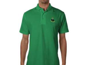 Front view of Premium Crown Polo Emerald, luxury apparel by Investor GCC