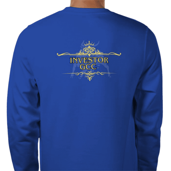 Back view of Luxury Investor Sweatshirt Royal Blue, mens luxury activewear by Sovereign at Investor GCC