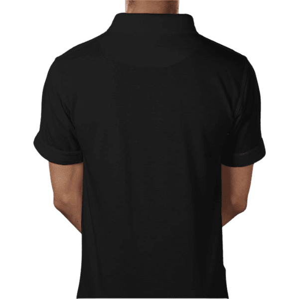 Back view of Premium Crown Polo Obsidian, luxury apparel by Investor GCC