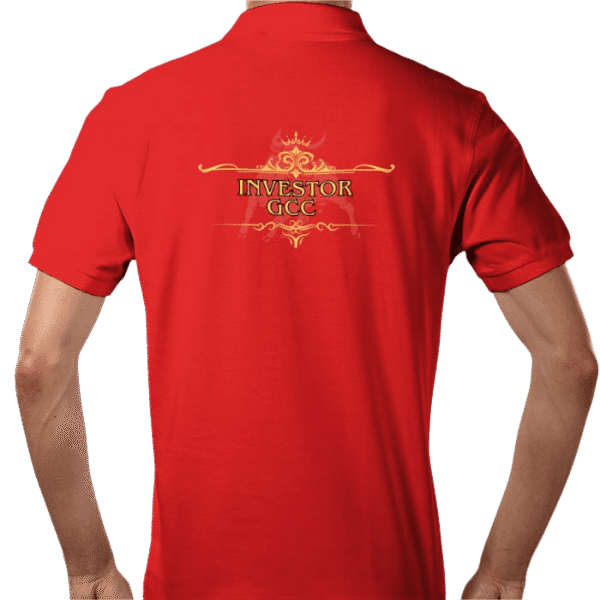 Back view of Premium Crown Polo Crimson, luxury apparel by Investor GCC