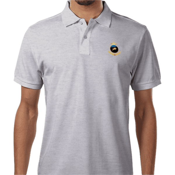 Front view of Premium Crown Polo Heather, luxury apparel by Investor GCC