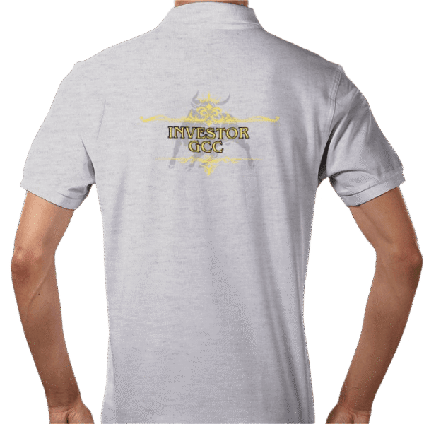 Back view of Premium Crown Polo Heather, luxury apparel by Investor GCC