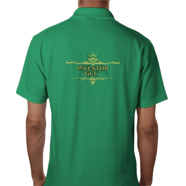 Back view of Premium Crown Polo Emerald, luxury apparel by Investor GCC