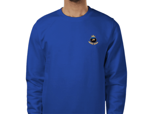 Front view of Luxury Investor Sweatshirt Royal Blue, mens luxury activewear from Sovereign at Investor GCC