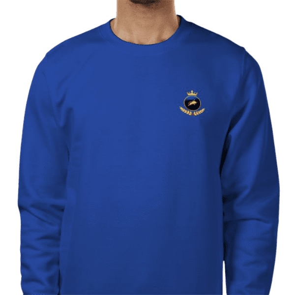 Front view of Luxury Investor Sweatshirt Royal Blue, mens luxury activewear from Sovereign at Investor GCC