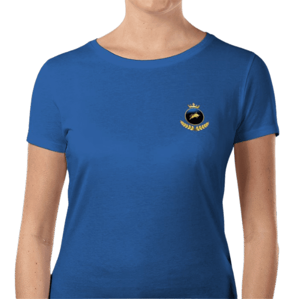 Front view of Women’s Luxury T-Shirt Royal Blue, luxury apparel by Investor GCC