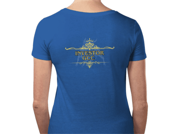 Back view of Women’s Luxury T-Shirt Royal Blue, luxury apparel by Investor GCC