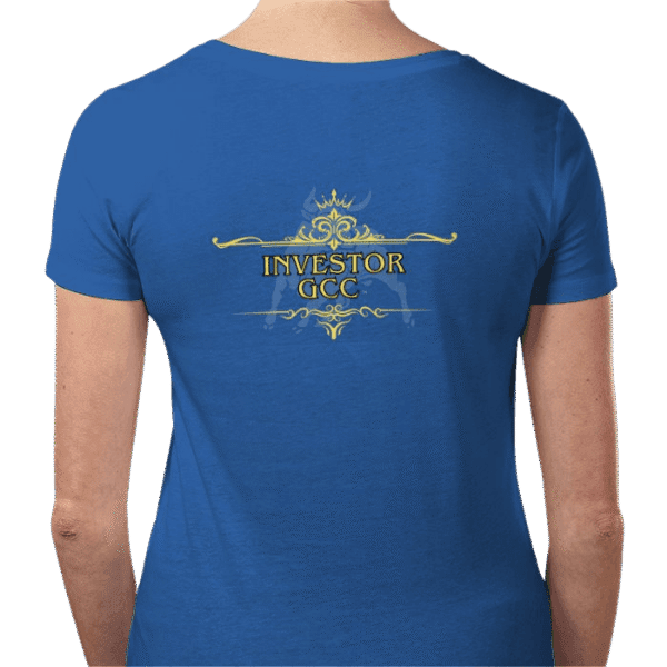 Back view of Women’s Luxury T-Shirt Royal Blue, luxury apparel by Investor GCC