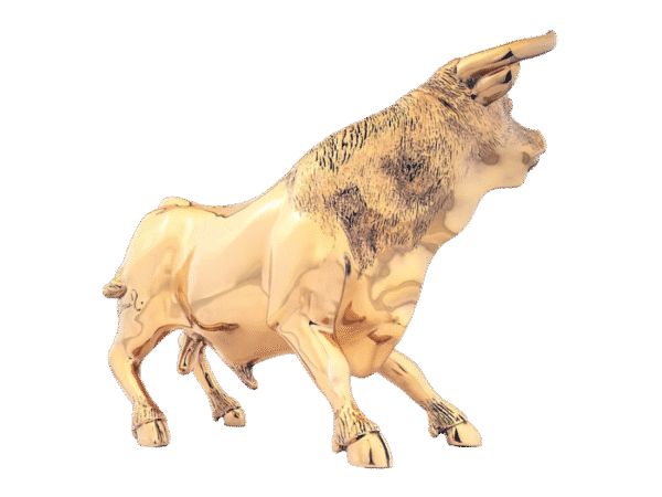 Right side of authentic 24K gold bull art piece for home decor.