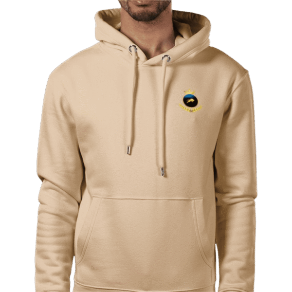 Front view of Royal Crown Hoodie Aureum, luxury apparel by Investor GCC" Caption Title: Crest of Aureum Triumph