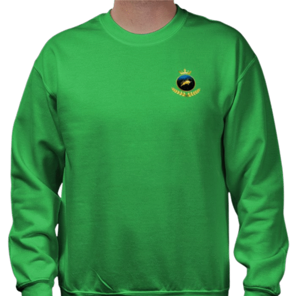 Front view of Premium Investor Sweatshirt Irish Gemstone, luxury apparel by Investor GCC