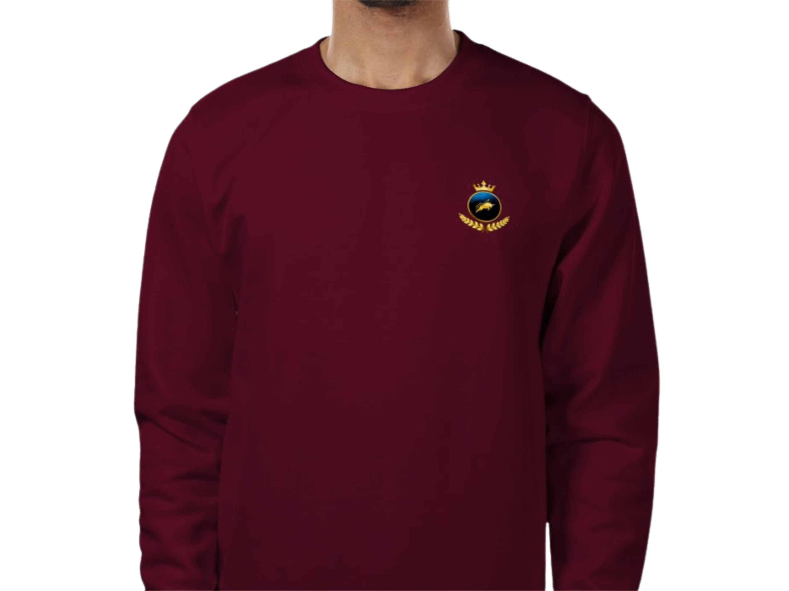 Front view of Premium Investor Sweatshirt Burgundy, luxury apparel by Investor GCC