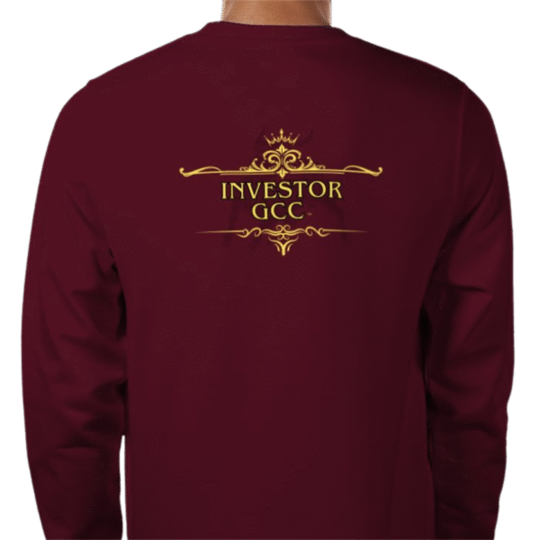 Back view of Premium Investor Sweatshirt Burgundy, luxury apparel by Investor GCC
