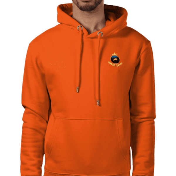 Front view of Aurora Crown Premium Hoodie, mens luxury activewear from ElitePulse at Investor GCC